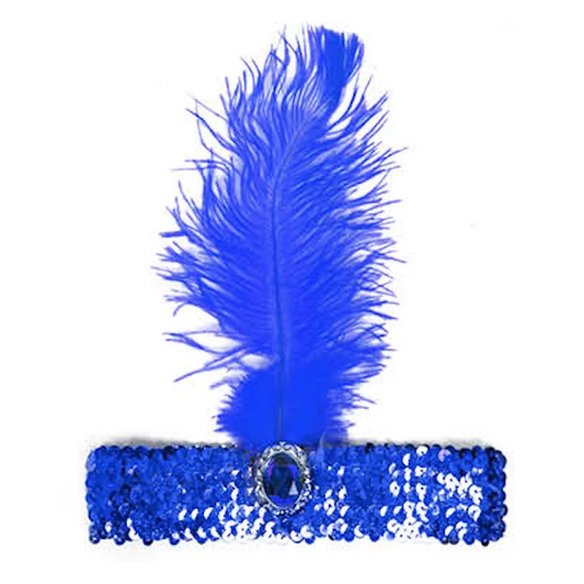 WIDE FLAPPER HEADBAND Feather Sequin Costume Gatsby