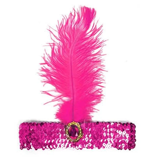 WIDE FLAPPER HEADBAND Feather Sequin Costume Gatsby