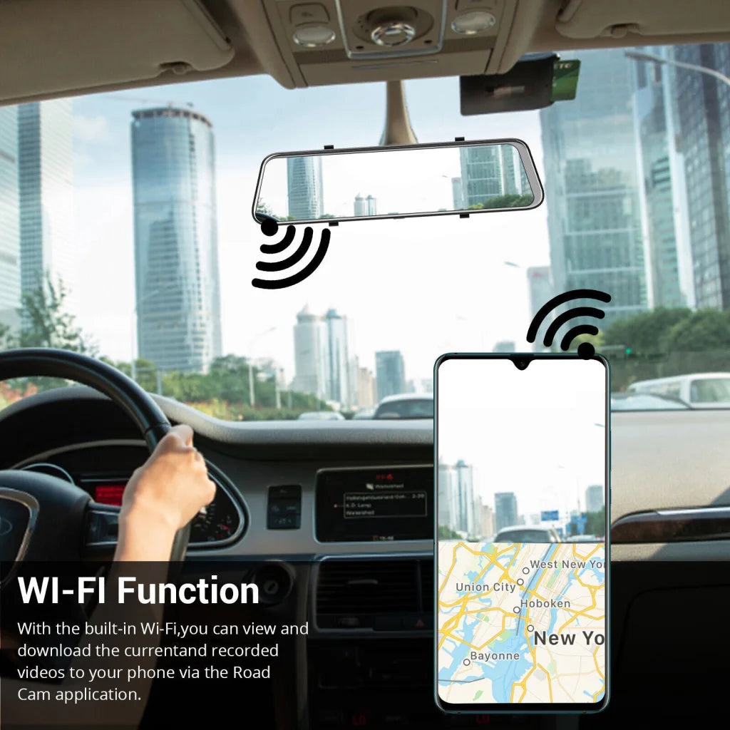 Wifi 10’’ 2K Dash Cam RearView Camera Reversing Recorder