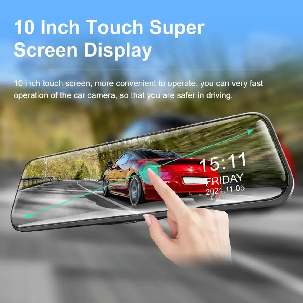 Wifi 10’’ 2K Dash Cam RearView Camera Reversing Recorder