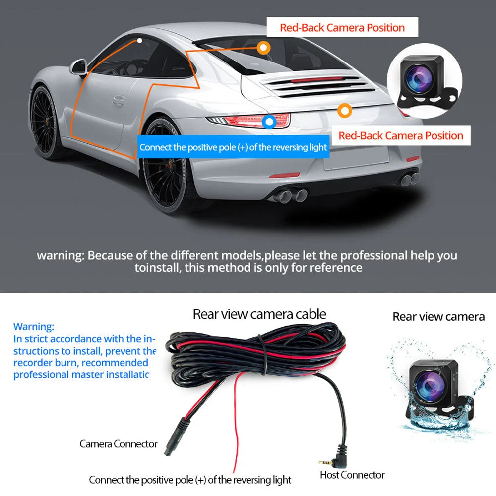 Wifi 10’’ 2K Dash Cam RearView Camera Reversing Recorder