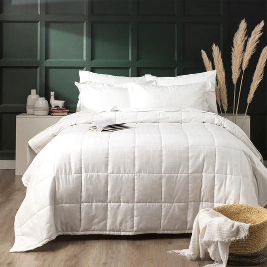 Willow Cotton Jacquard Comforter Set 500 TC White by Ddecor