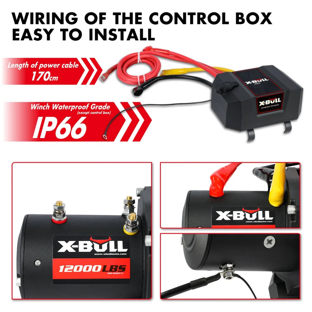 Winch 12000LBS/5454KGS Steel Cable 12V Wireless Remote