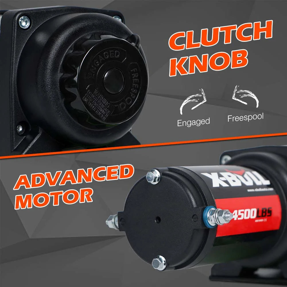 Winch 12V 4500LB Boat Trailer ATV Steel Cable with 5.5M X