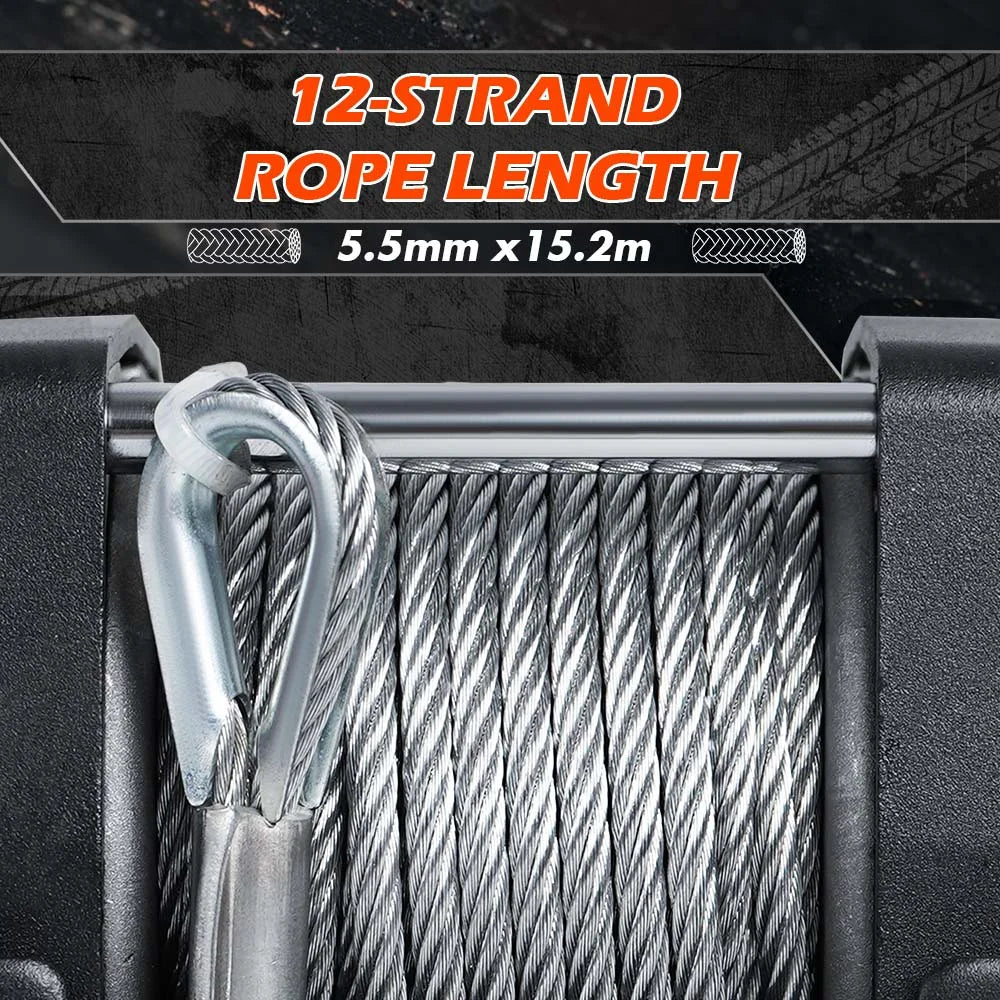 Winch 12V 4500LB Boat Trailer ATV Steel Cable with 5.5M X