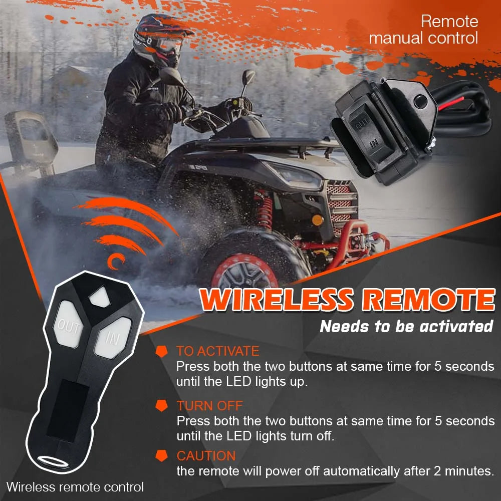 Winch 12V 5000LBS Wireless Steel Cable ATV Boat with 13M