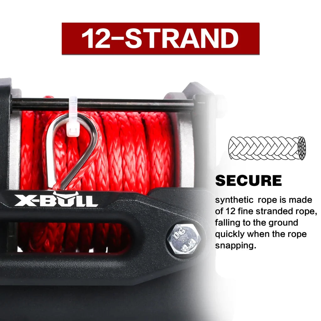 Winch 3000LBS 12V Synthetic Rope Wireless Remote for ATV