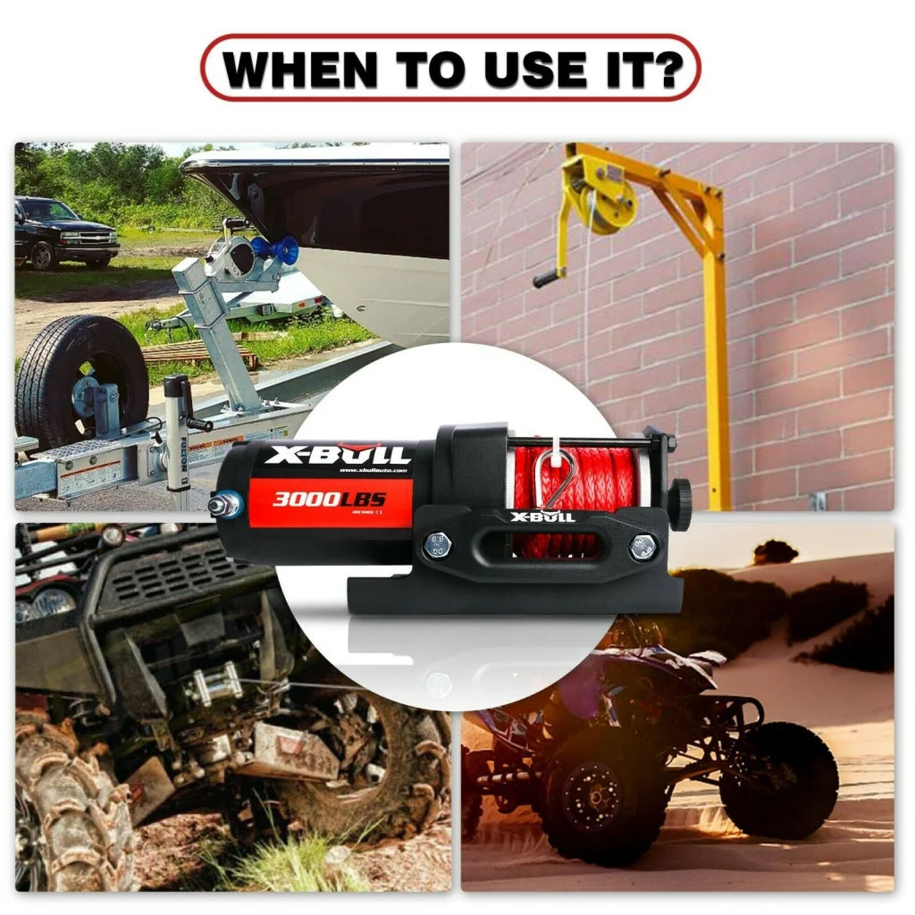 Winch 3000LBS 12V Synthetic Rope Wireless Remote for ATV