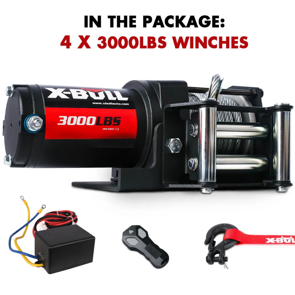 Winch 3000LBS Steel Wire Cable 12V for Boat ATV UTV Winch