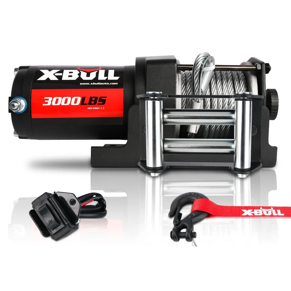 Winch 3000LBS Steel Wire Cable 12V for Boat ATV UTV Winch