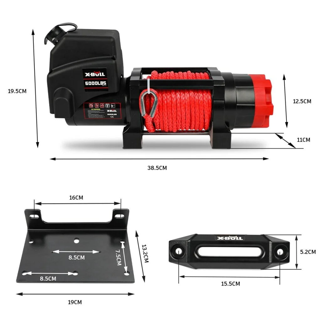 Winch 6000LBS 12V BOAT Synthetic Rope Wireless Remote 4WD