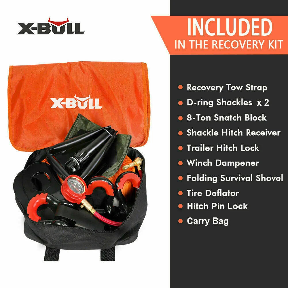 Winch Recovery Kit 11PCS 4WD 4x4 Pack Off-Road Snatch Strap