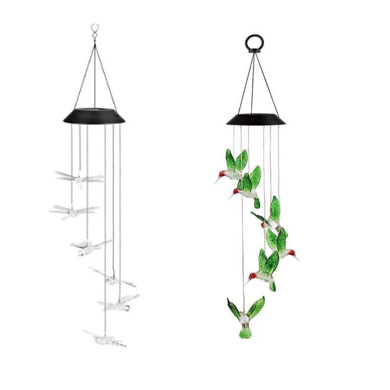 Wind Chimes Solar Powered Led Lights Changing Hanging