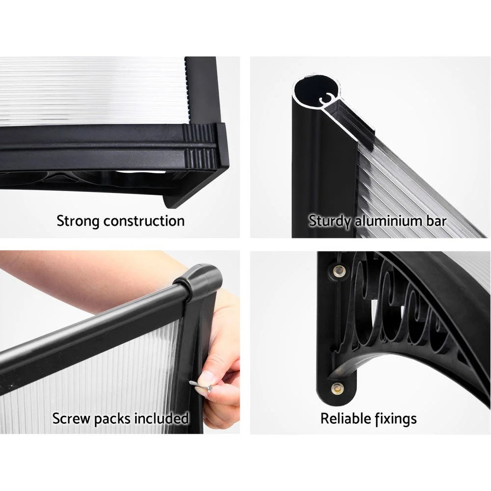 Window/Door Awning 1×1.2m Canopy Rain Cover Sun Shield