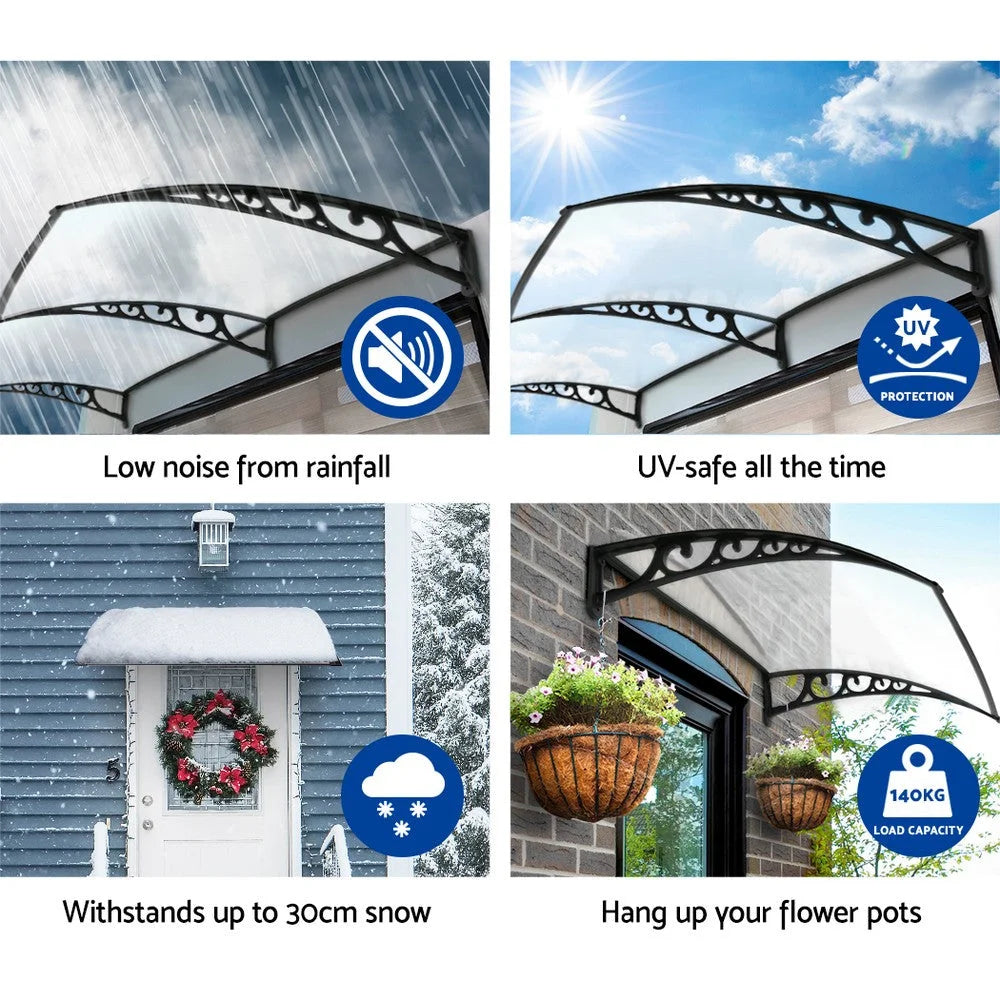 Window/Door Awning 1×1.5m Canopy Rain Cover Sun Shield