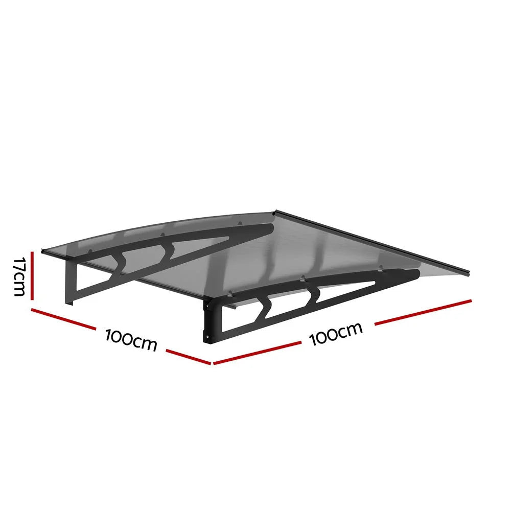 Window Door Awning Canopy 1mx1m Grey Solid Sheet Metal