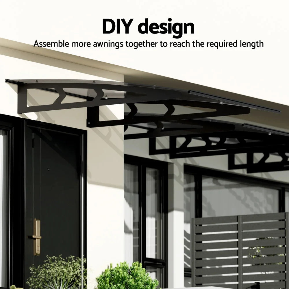 Window Door Awning Canopy 1mx1m Grey Solid Sheet Metal