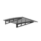 Grey metal window door awning with solid sheet roof and bracket arms