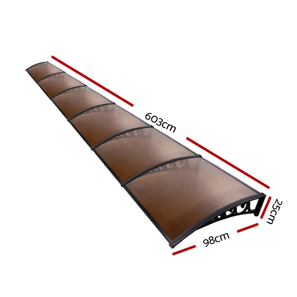 Window Door Awning Patio UV Sun Shield BROWN 1mx6m DIY
