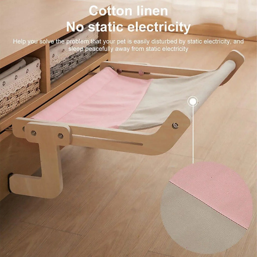 Window Hanging Cat Hammock Solid Wood Sun Bed Nest for All