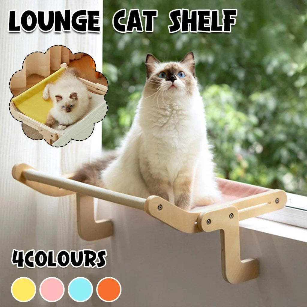 Window Hanging Cat Hammock Solid Wood Sun Bed