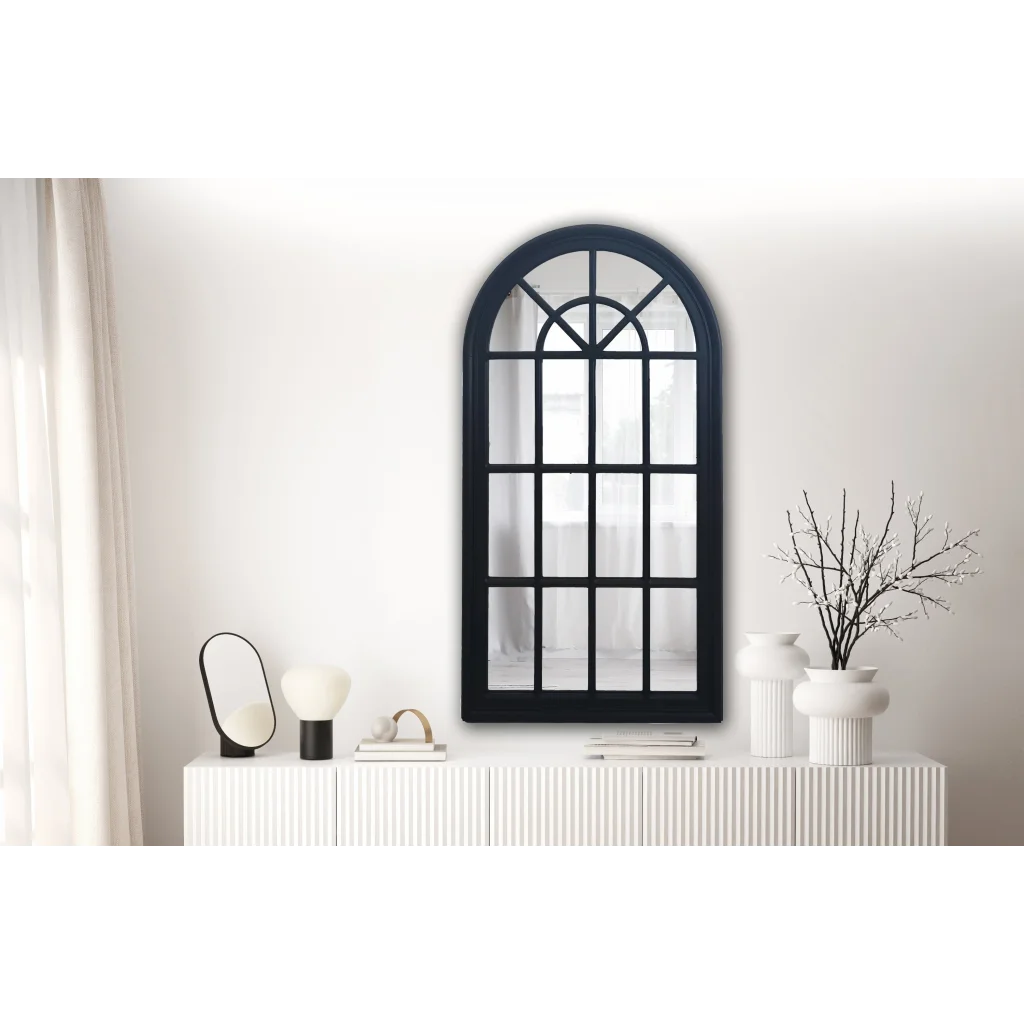 Window Style Mirror - Black Arch 70cm x 130cm
