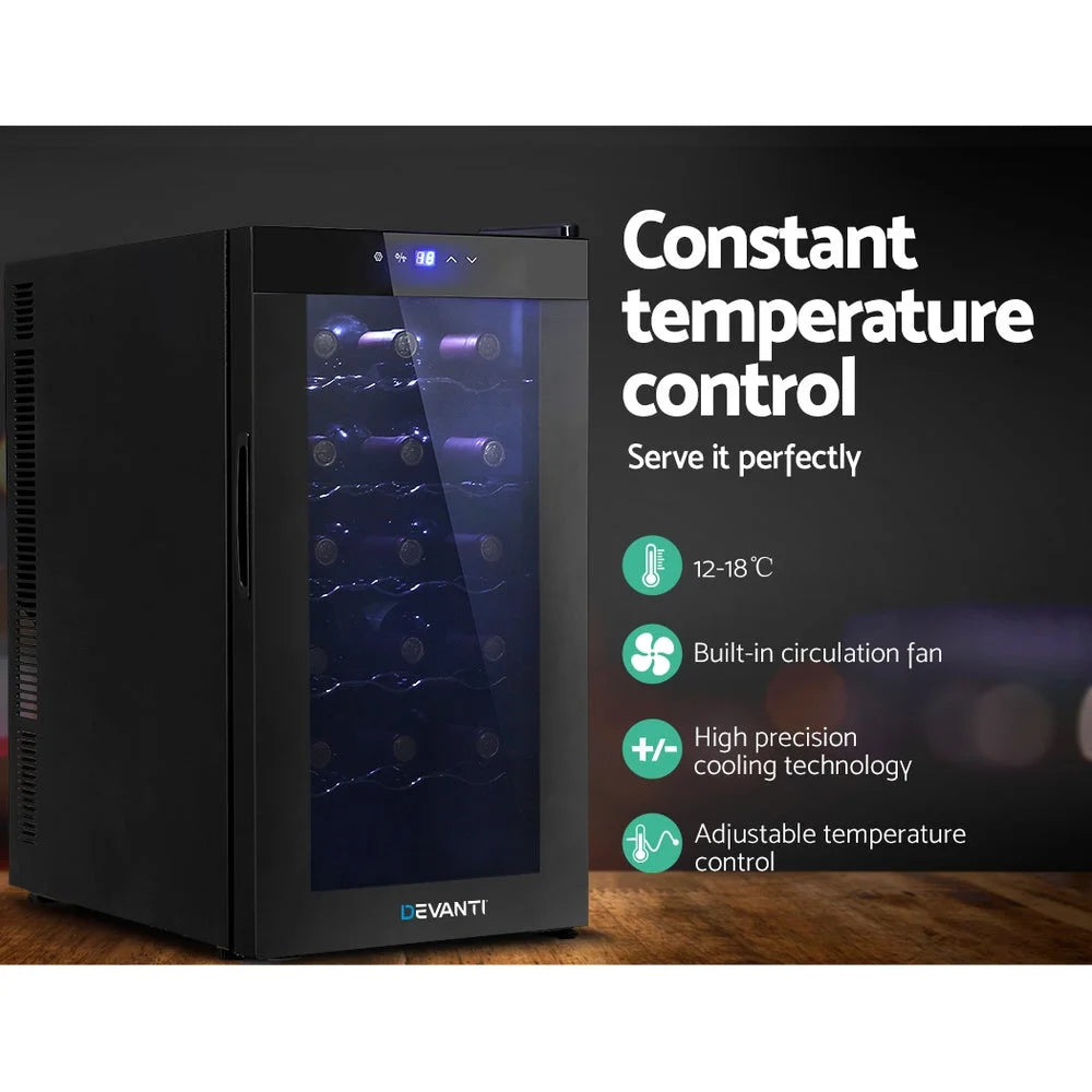 Wine Cooler 18 Bottles Glass Door Beverage Cooler