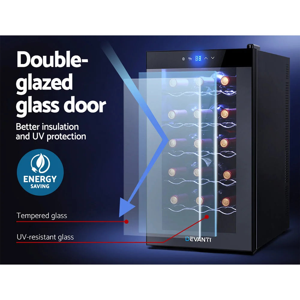 Wine Cooler 18 Bottles Glass Door Beverage Cooler