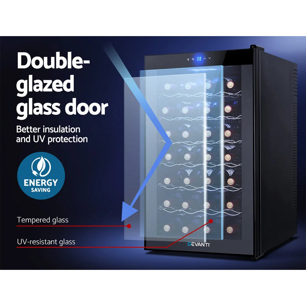 Wine Cooler 28 Bottles Glass Door Beverage Cooler