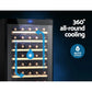 Black wine cooler fridge with thermoelectric cooler body and control panel