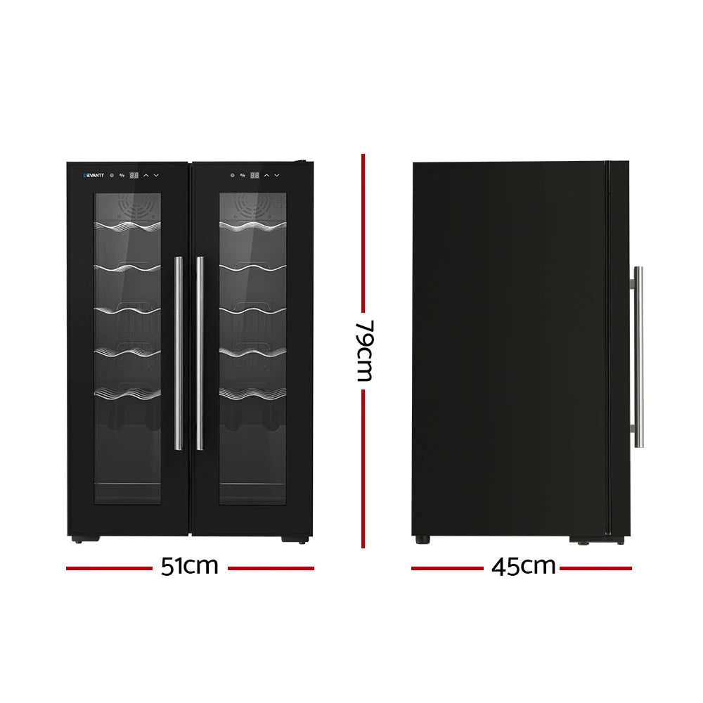 Wine Cooler Fridge Dual Zone - 24 Bottles
