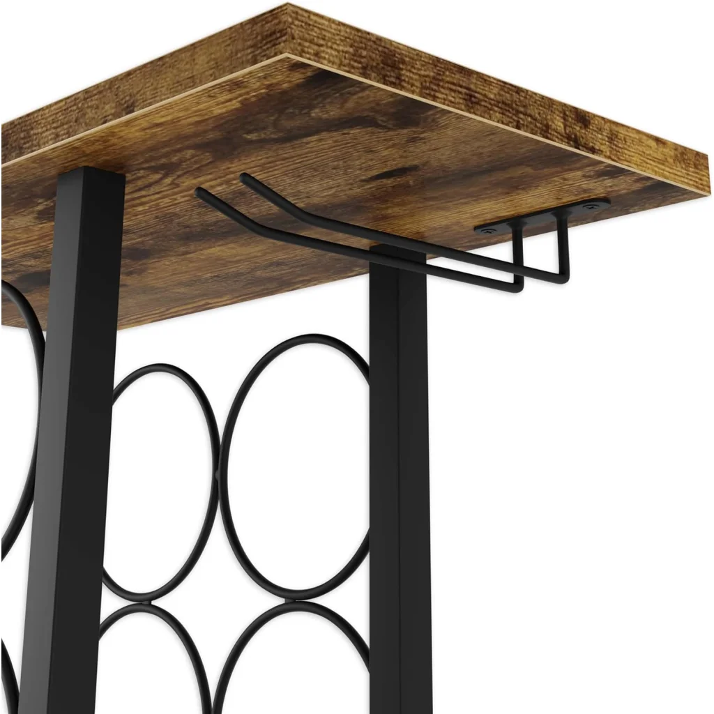 Wine Rack Countertop Wooden & Metal Holder for 6 Bottles &