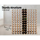 Timber storage rack with open shelves and sturdy frame