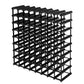 Black timber storage rack with adjustable supports and fitted brackets