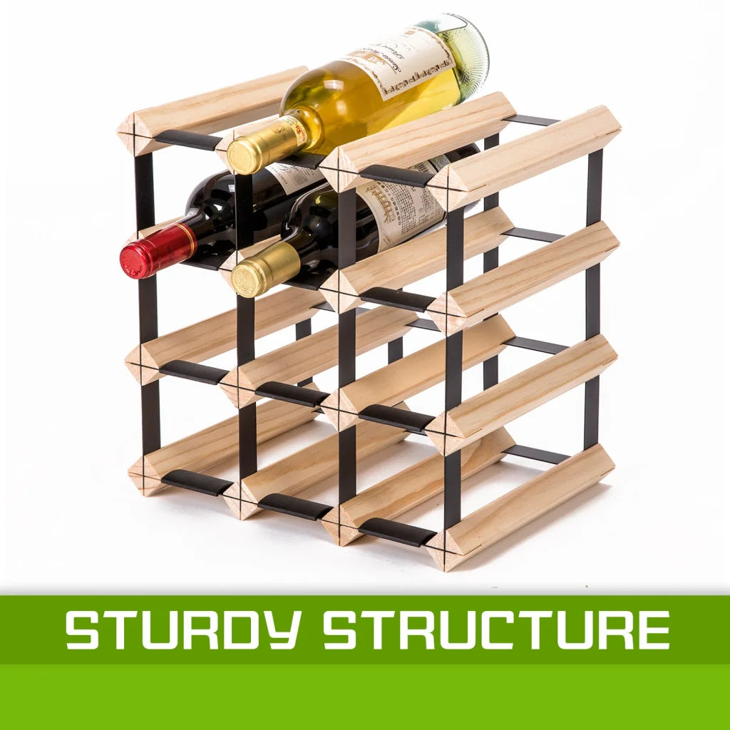 Wine Rack Storage Cellar Organiser 12 Bottle Timber