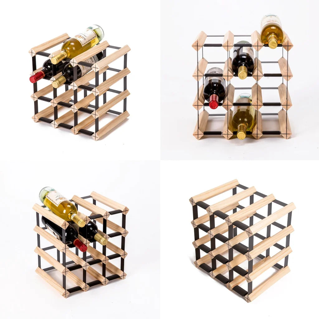 Wine Rack Storage Cellar Organiser 12 Bottle Timber