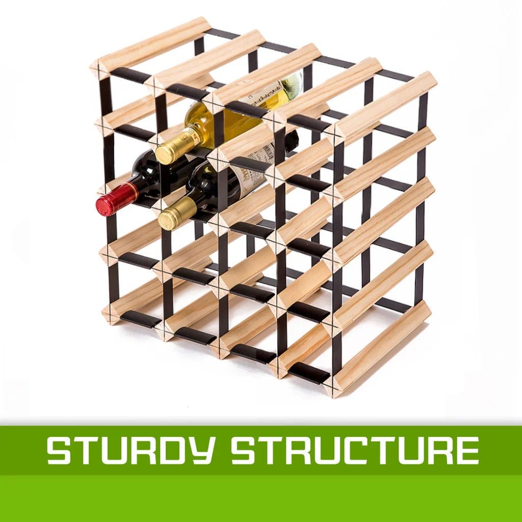 Wine Rack Storage Cellar Organiser 20 Bottle Timber