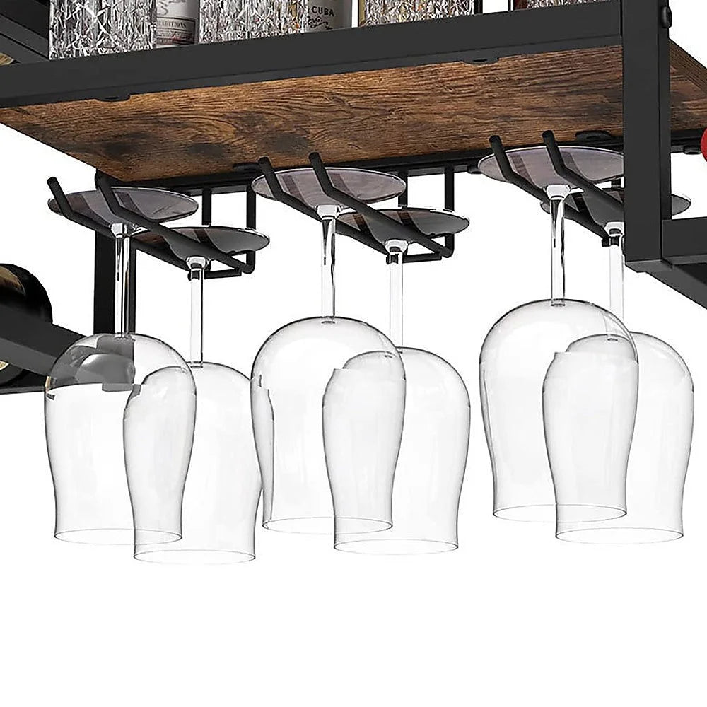 Glass storage rack with open shelves and sturdy supports