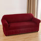 Wine-red Single Sofa Bubble Gauze Sofa Cover with Skirt
