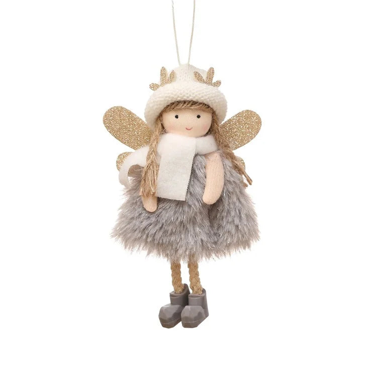 Winter Angel Ornament with Gold Glitter Wings and White