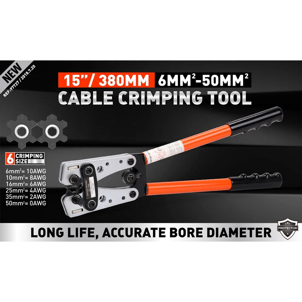 Wire Crimper Hand Tool 6-50 mm² Battery Lug Tube Crimping