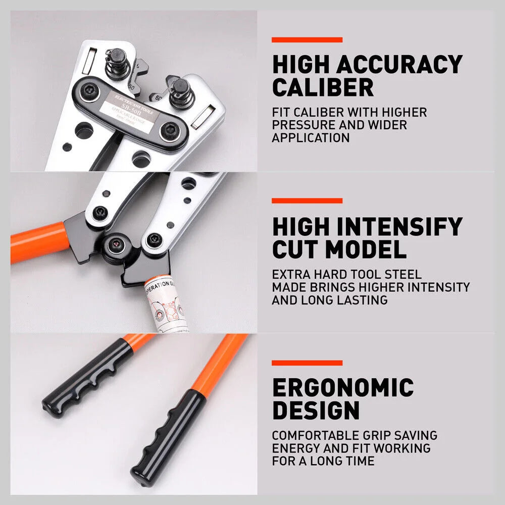 Wire Crimper Hand Tool 6-50 mm² Battery Lug Tube Crimping