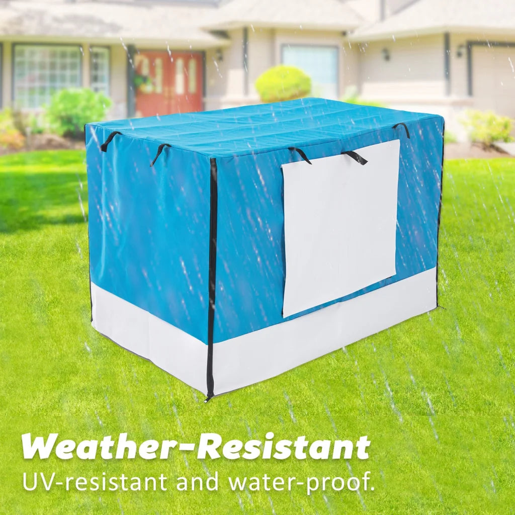 Wire Dog Cage Crate 42in with Tray + Cushion Mat + Blue