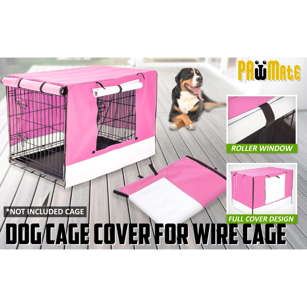 Wire Dog Cage Crate Cover Enclosure 24in - Pink