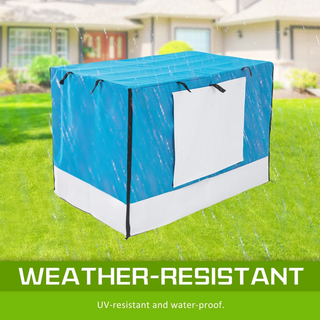 Wire Dog Cage Foldable Crate Kennel 42in with Tray + Blue