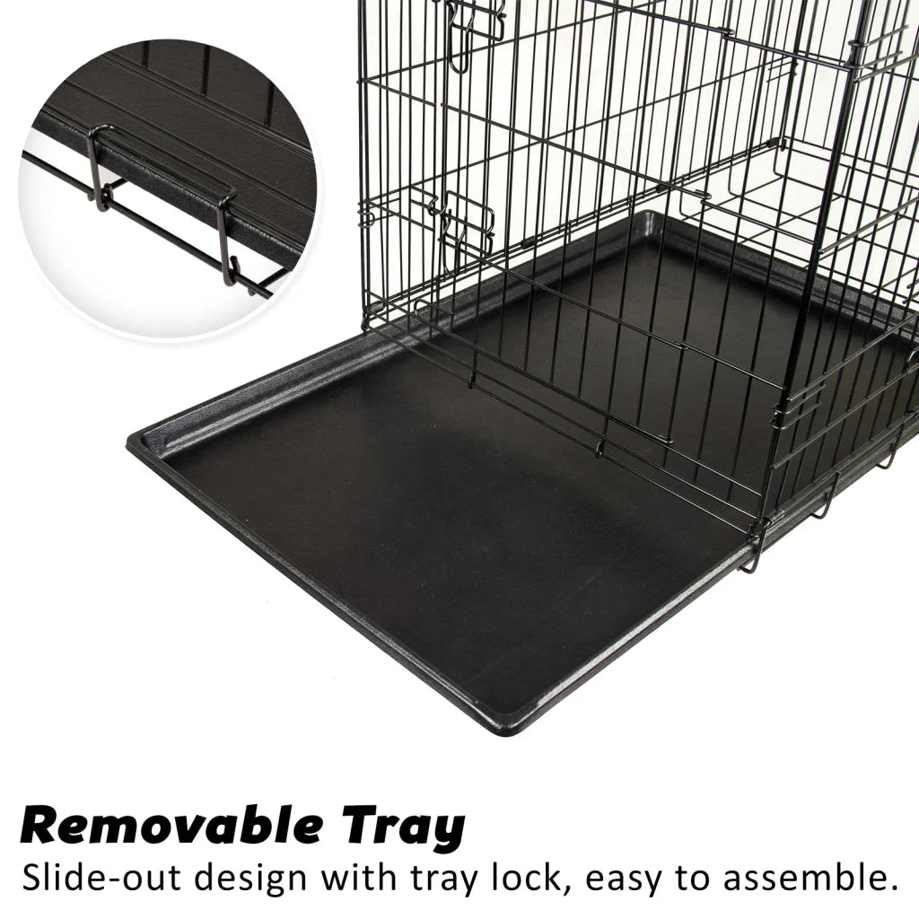 Wire Dog Cage Foldable Crate Kennel 42in with Tray
