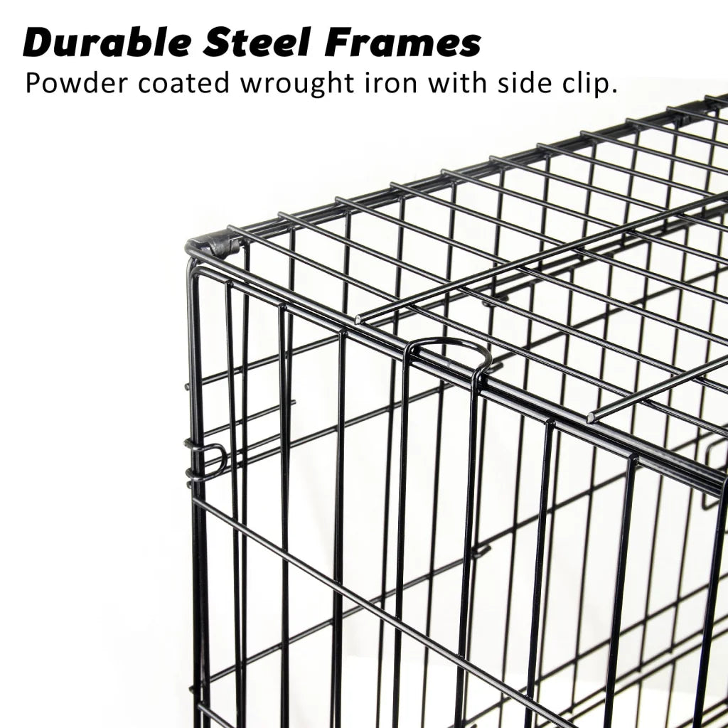 Wire Dog Cage Foldable Crate Kennel 42in with Tray