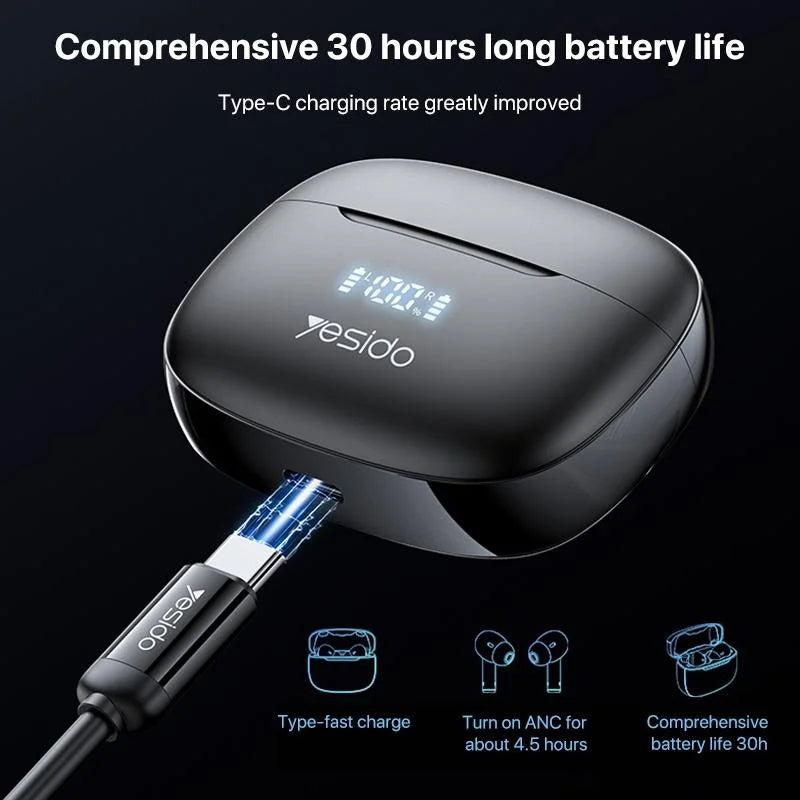 Wireless Bluetooth 5.0 Earphones With Anc And Led Display-1915198045578989571