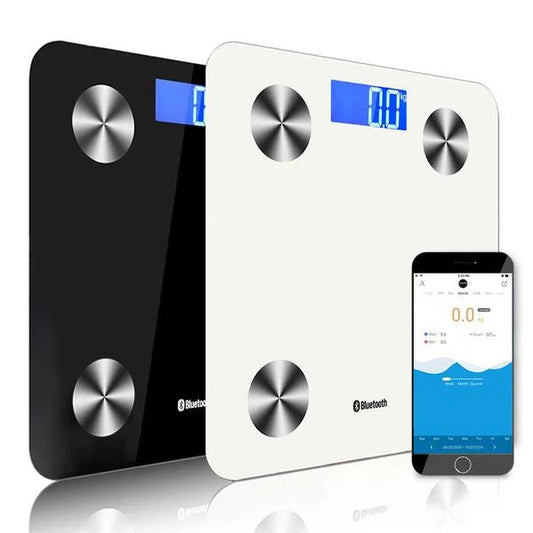 Wireless Bluetooth Digital Body Fat Scale 2X Bathroom Health Analyzer Weight - Black/White - Premium