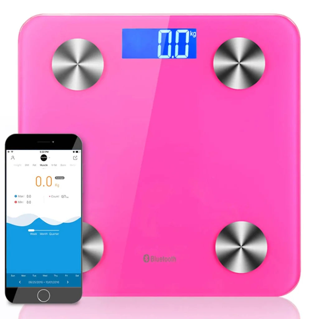 Wireless Bluetooth Digital Body Fat Scale Bathroom Health Analyzer - Pink - Premium